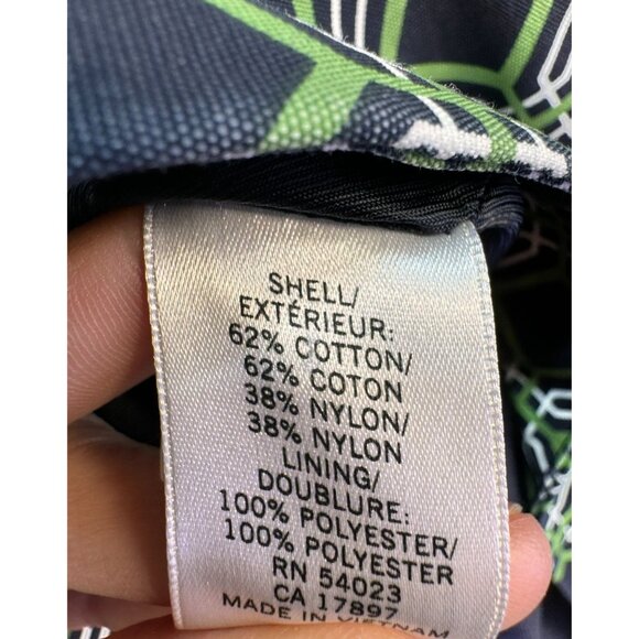 Banana Republic Womens Geometric Pattern Coat Small Green Black - Picture 4 of 13